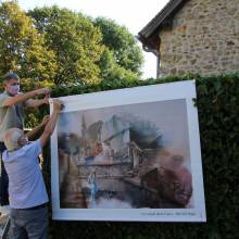 Installation de l'exposition Aqua Aquabon Aquarelle