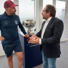 Monsieur le Maire avec Cédric Bonnet, Champion du monde de foot-golf